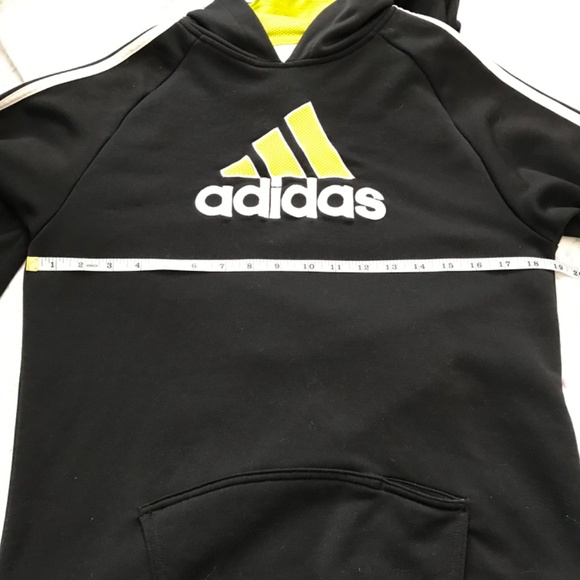 Adidas Pullover Hoodie Kids XL/Women's S/Men's M Black Neon Green Athletic - Picture 13 of 16